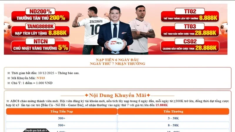 Nạp tiền 6 ngày đầu, nhận ngày thứ 7